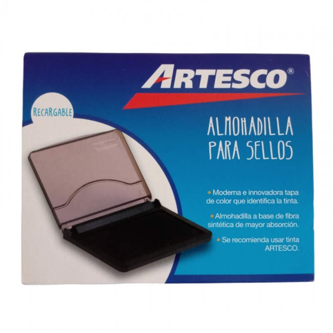 Almohadilla para Sellos ARTESCO - Recargable, Alta Absorción, Negro