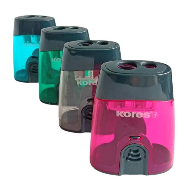 Sacapuntas Klick It Doble KORES - Acrílico Translúcido con Depósito