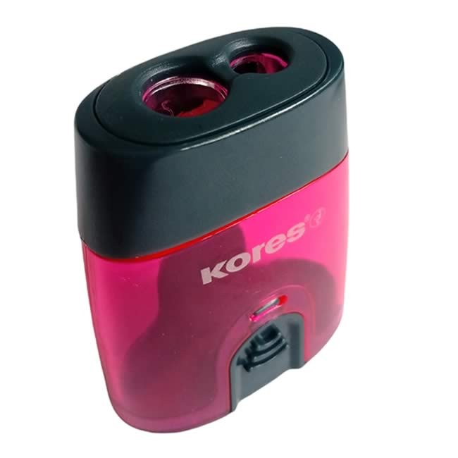 Sacapuntas Klick It Doble KORES - Acrílico Translúcido con Depósito