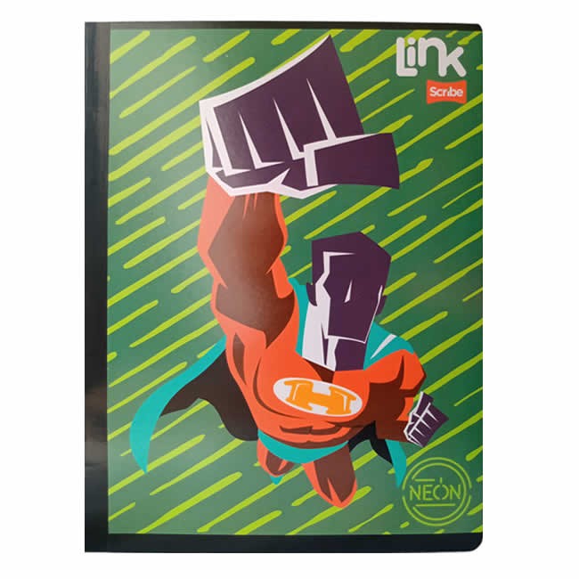 Cuaderno Cosido Link Niño Scribe 100 Hojas Cuadriculado – Carátula Plastificada + Stickers