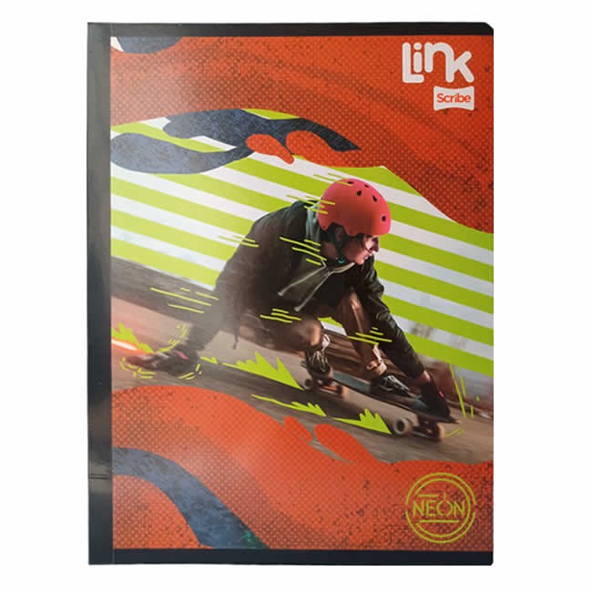Cuaderno Cosido Link Niño Scribe 100 Hojas Cuadriculado – Carátula Plastificada + Stickers