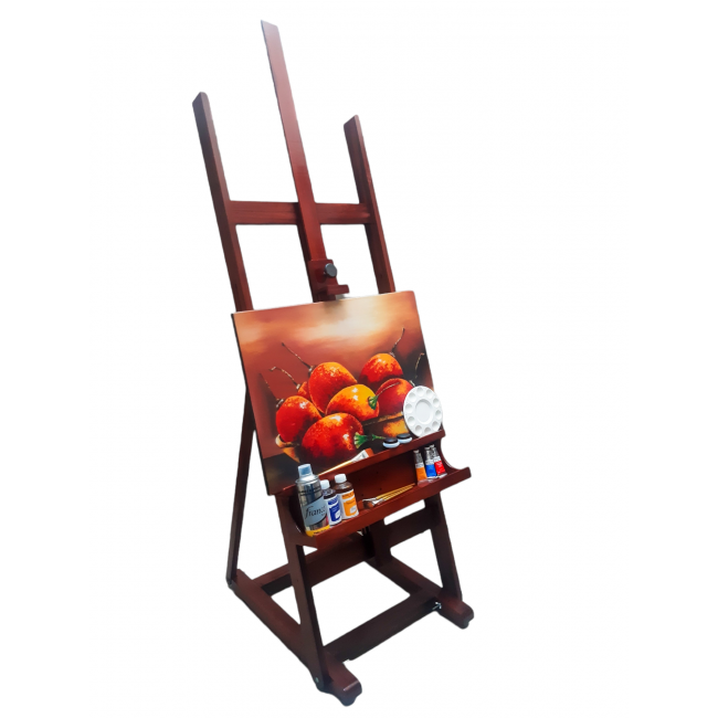 Caballete Profesional 170 cm con Cajón – Madera Lacada Cedro + Altura Regulable