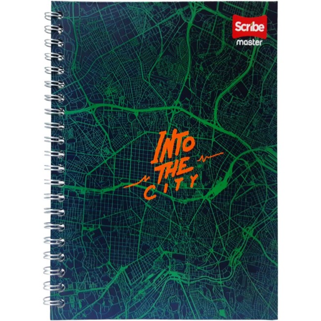 Cuaderno Argollado Scribe Master 105 Masculino – Pasta Dura 80 Hojas Cuadriculadas