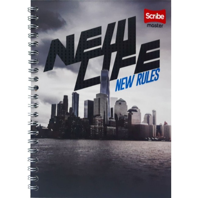 Cuaderno Argollado Scribe Master 105 Masculino – Pasta Dura 80 Hojas Cuadriculadas