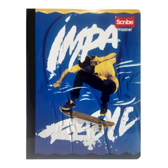 Cuaderno Cosido Master M+S Scribe Niño 50 Hojas Rayado – Diseños Surtidos + Stickers