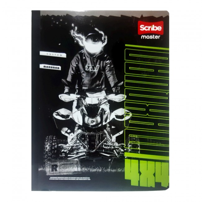 Cuaderno Cosido Master M+S Scribe 50 Hojas Doble Línea – Ferrocarril + Stickers