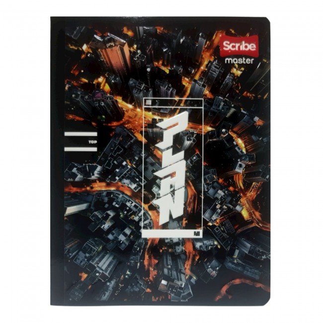 Cuaderno Cosido Master M+S Scribe 50 Hojas Doble Línea – Ferrocarril + Stickers