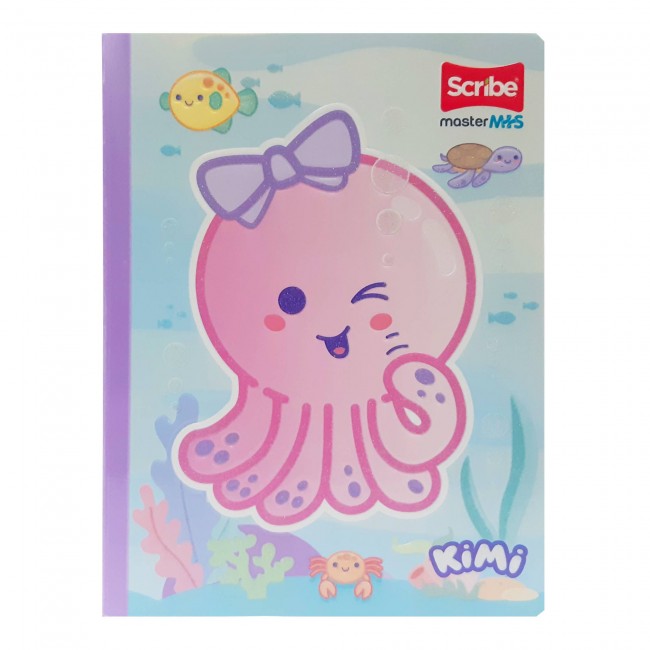 Cuaderno Cosido KIMI Scribe Master M+S 100 Hojas Cuadriculado – Lomo Lila + Stickers