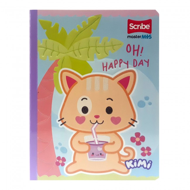 Cuaderno Cosido KIMI Scribe Master M+S 100 Hojas Cuadriculado – Lomo Lila + Stickers