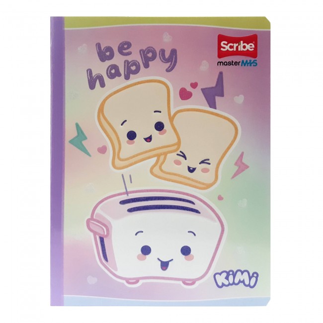 Cuaderno Cosido KIMI Scribe Master M+S 100 Hojas Cuadriculado – Lomo Lila + Stickers
