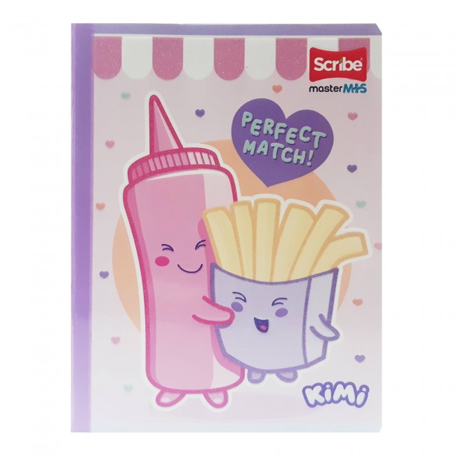 Cuaderno Cosido KIMI Scribe Master M+S 100 Hojas Cuadriculado – Lomo Lila + Stickers