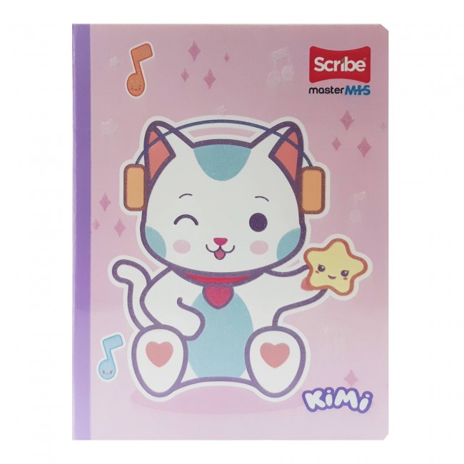 Cuaderno Cosido KIMI Scribe Master M+S 100 Hojas Cuadriculado – Lomo Lila + Stickers