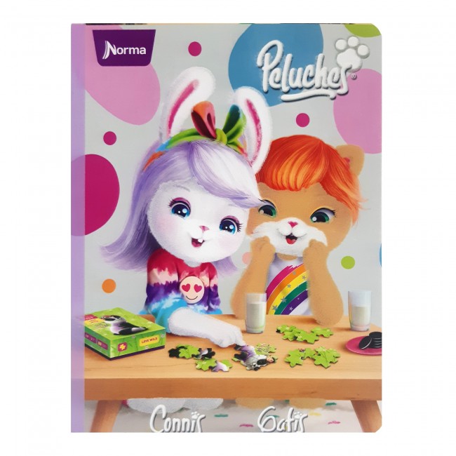 Cuaderno Cosido Peluches Norma 100 Hojas Cuadriculado – Peluche Real + Stickers + Aroma Vainilla
