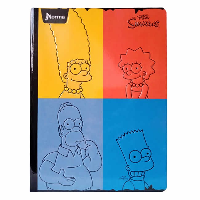 Cuaderno Cosido The Simpsons Norma 100 Hojas Cuadriculado – Repujado + Stickers Oficiales