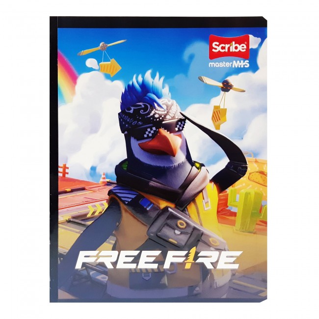 Cuaderno Cosido Free Fire Scribe 100 Hojas Cuadriculado – Stickers + Carátula Oficial