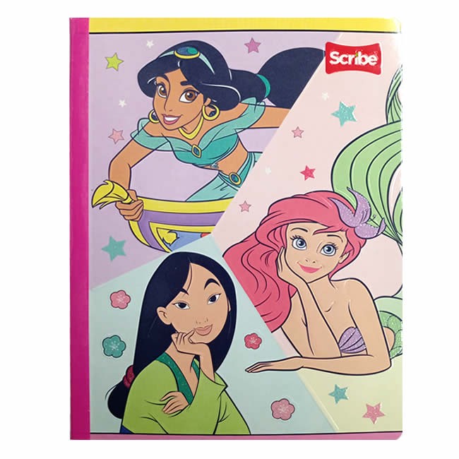 Cuaderno Cosido Princesas Disney Scribe 100 Hojas Cuadriculado – Carátula Oficial Disney