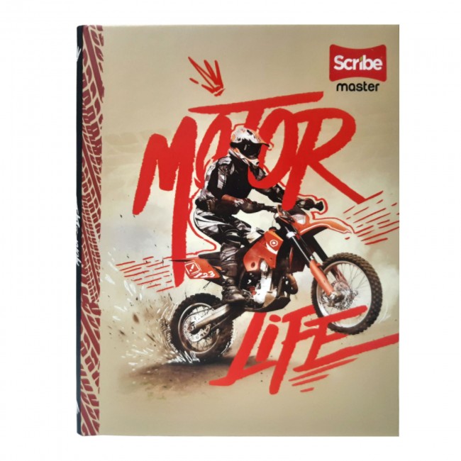 Cuaderno Cosido Master Masculino Scribe 100 Hojas Cuadriculado – Pasta Dura + Stickers