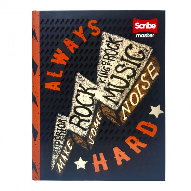 Cuaderno Cosido Master Masculino Scribe 100 Hojas Cuadriculado – Pasta Dura + Stickers