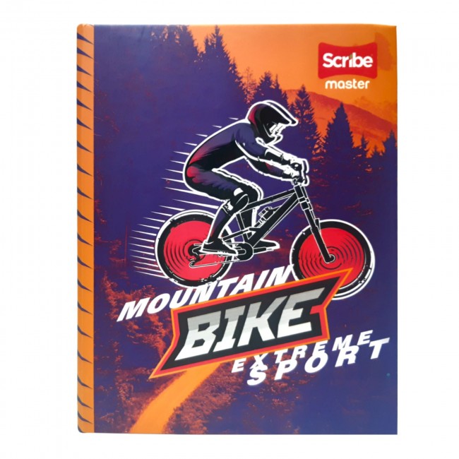 Cuaderno Cosido Master Masculino Scribe 100 Hojas Cuadriculado – Pasta Dura + Stickers