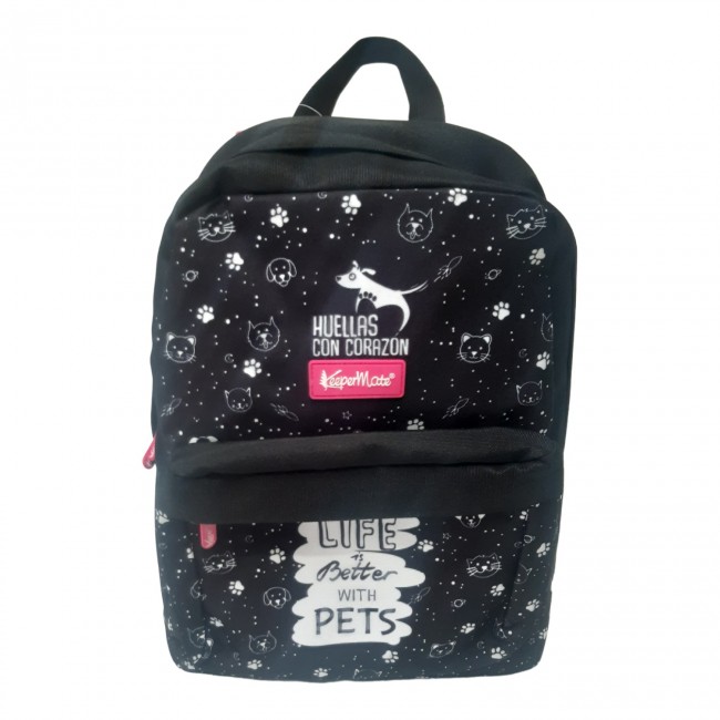 Mochila Grande Huellas con Corazón Keepermate – Portátil 15,6″ + Bolsillo Antirrobo