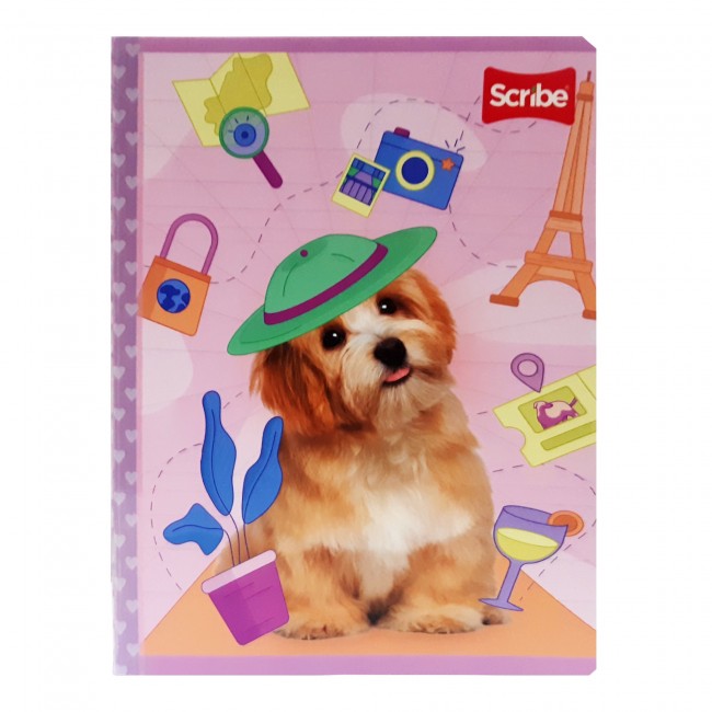 Cuaderno Cosido Huellitas Scribe 100 Hojas Rayado – Carátula Mascotas Surtidas