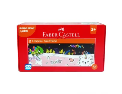 Tempera Neon/Pastel x8 FABER-CASTELL - Brillo y Elegancia para Niños
