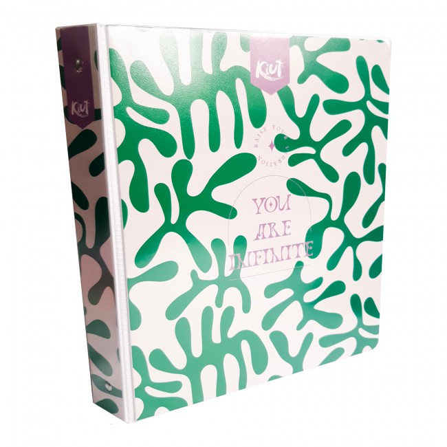 Pasta Argolla KIUT Decorada - 200 Hojas, Juvenil, 3 Aros Cromados