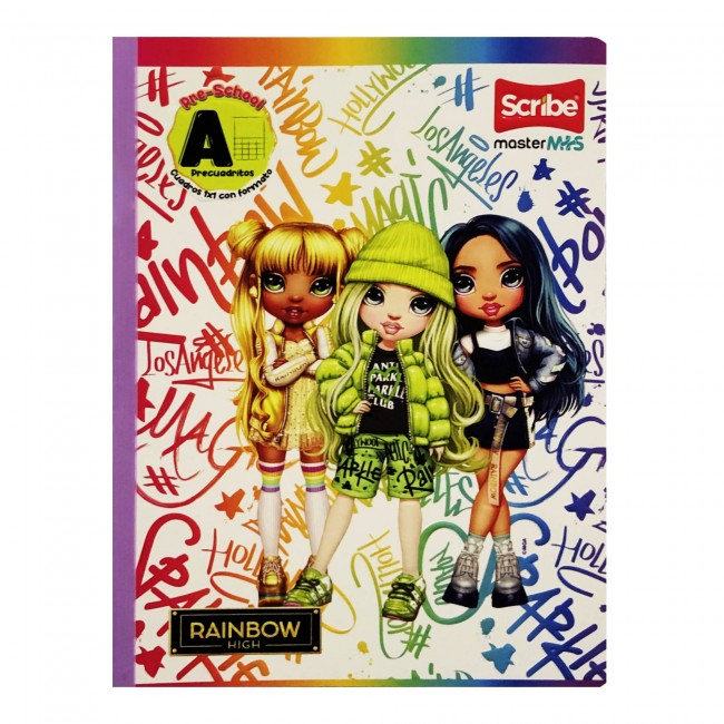 Cuaderno A Pre-Cuadritos Rainbow High Scribe 100 Hojas – Ideal Preescolar Fashion Dolls