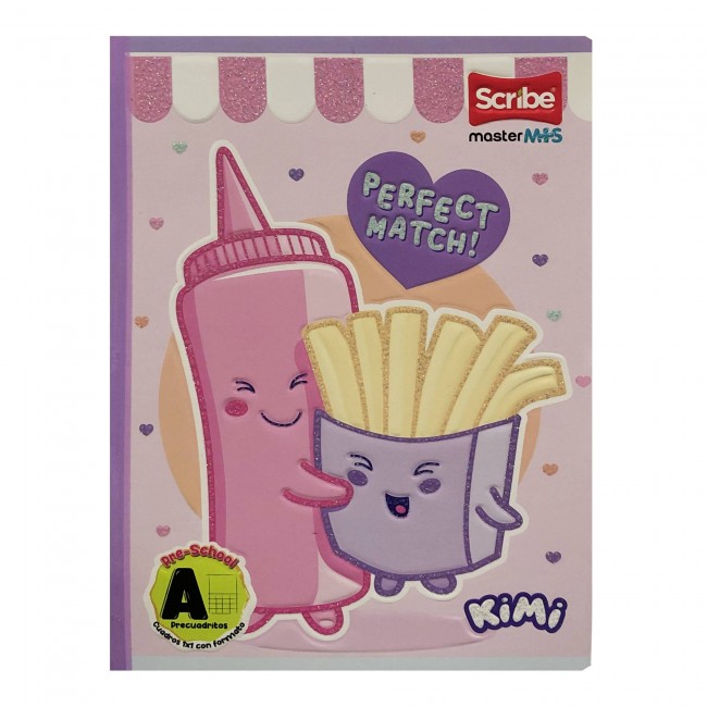 Cuaderno A Pre-Cuadritos Kimi Scribe 100 Hojas – Ideal Preescolar Femenino