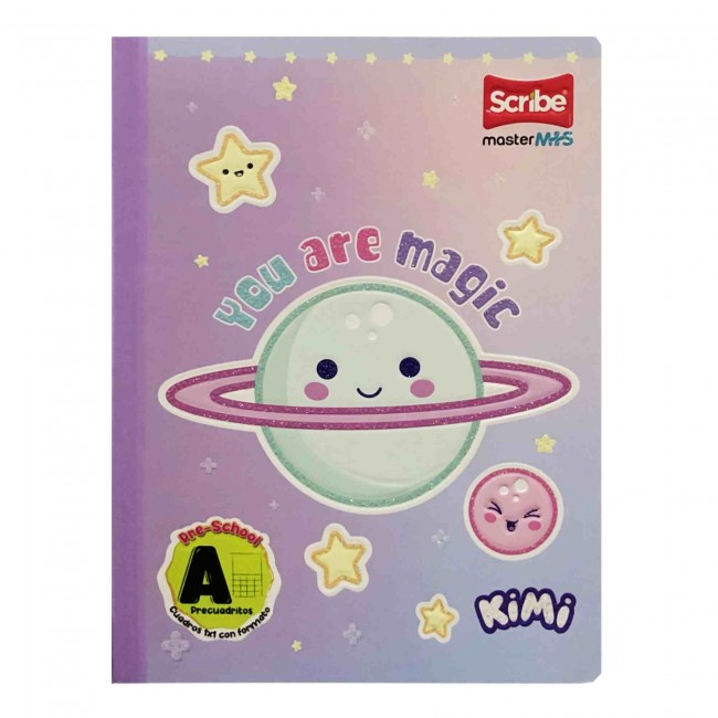 Cuaderno A Pre-Cuadritos Kimi Scribe 100 Hojas – Ideal Preescolar Femenino