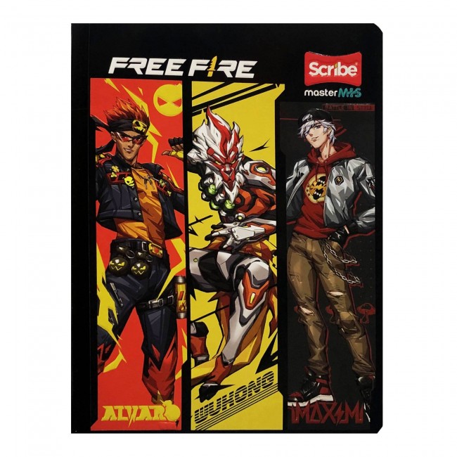 Cuaderno Cosido Free Fire Scribe 100 Hojas Cuadriculado – Stickers + Carátula Oficial