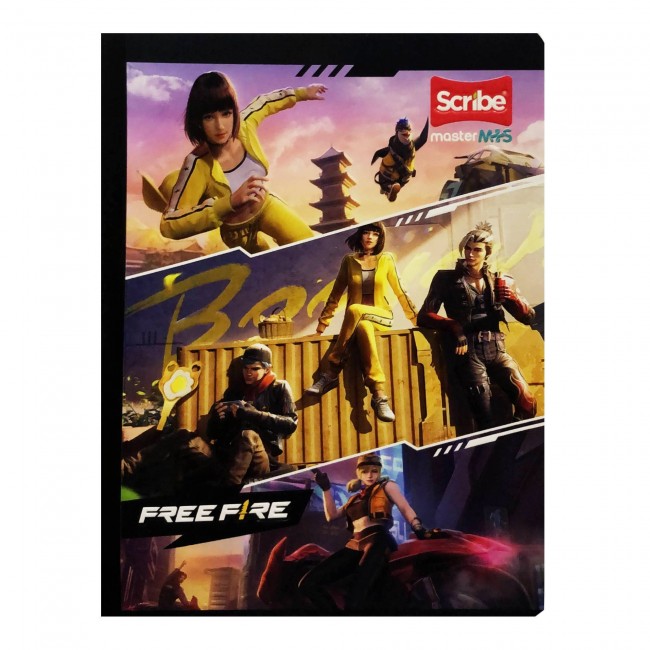 Cuaderno Cosido Free Fire Scribe 100 Hojas Cuadriculado – Stickers + Carátula Oficial