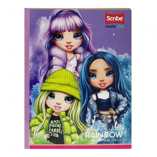 Cuaderno Cosido Rainbow High Scribe 100 Hojas Cuadriculado – Master M+S + Stickers