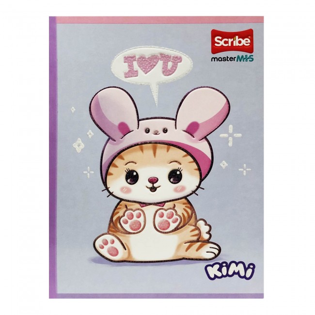 Cuaderno Cosido KIMI Scribe Master M+S 100 Hojas Cuadriculado – Lomo Lila + Stickers