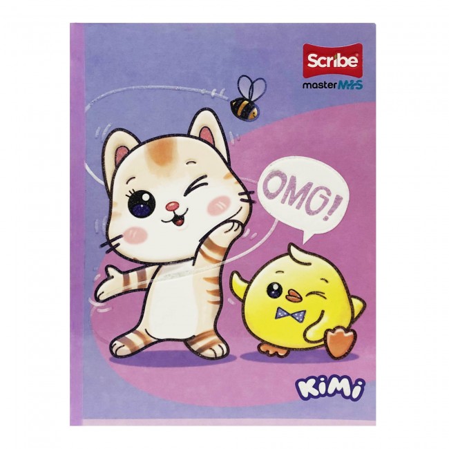 Cuaderno Cosido KIMI Scribe Master M+S 100 Hojas Cuadriculado – Lomo Lila + Stickers