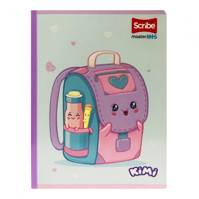 Cuaderno Cosido KIMI Scribe Master M+S 100 Hojas Cuadriculado – Lomo Lila + Stickers