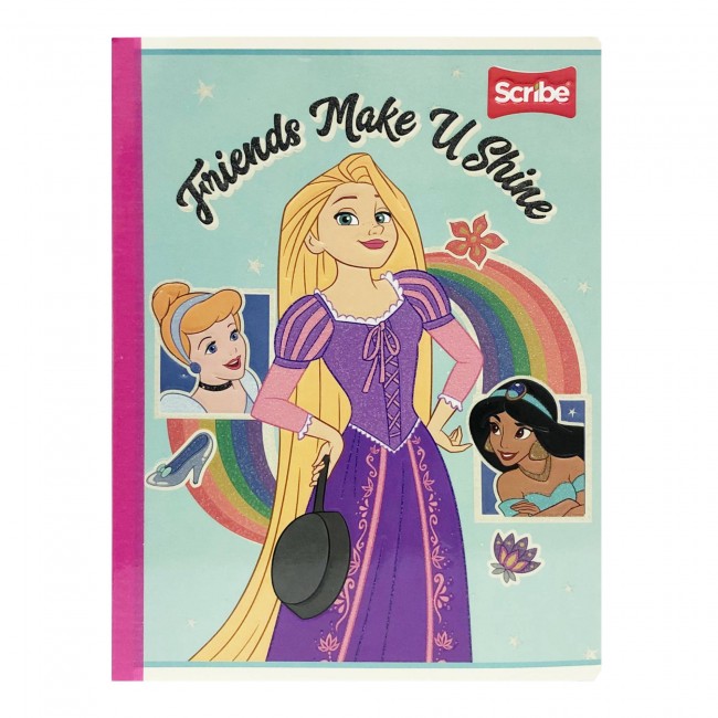 Cuaderno Cosido Princesas Disney Scribe 100 Hojas Cuadriculado – Carátula Oficial Disney