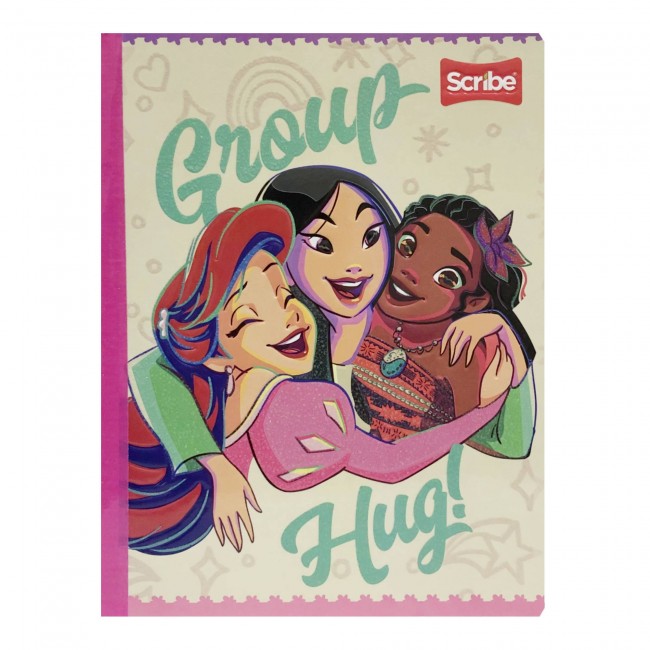 Cuaderno Cosido Princesas Disney Scribe 100 Hojas Cuadriculado – Carátula Oficial Disney