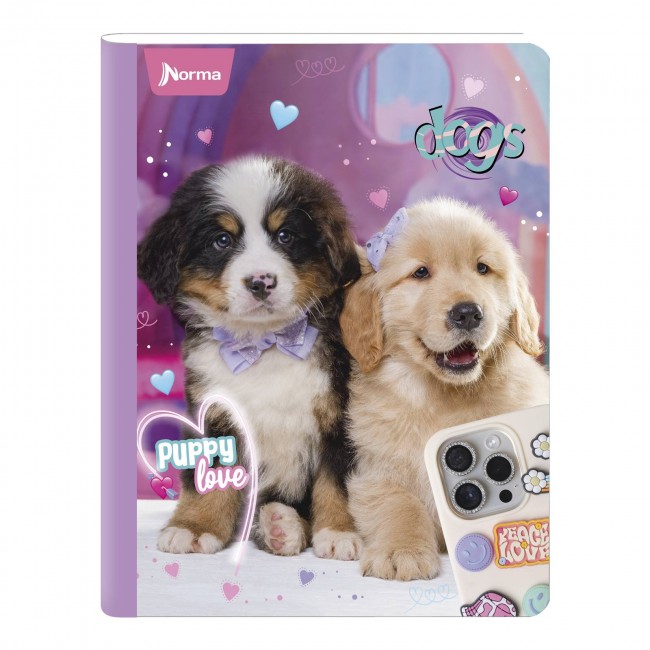 Cuaderno Cosido Dogs Norma 100 Hojas Cuadriculado – Carátula Plastificada Perros