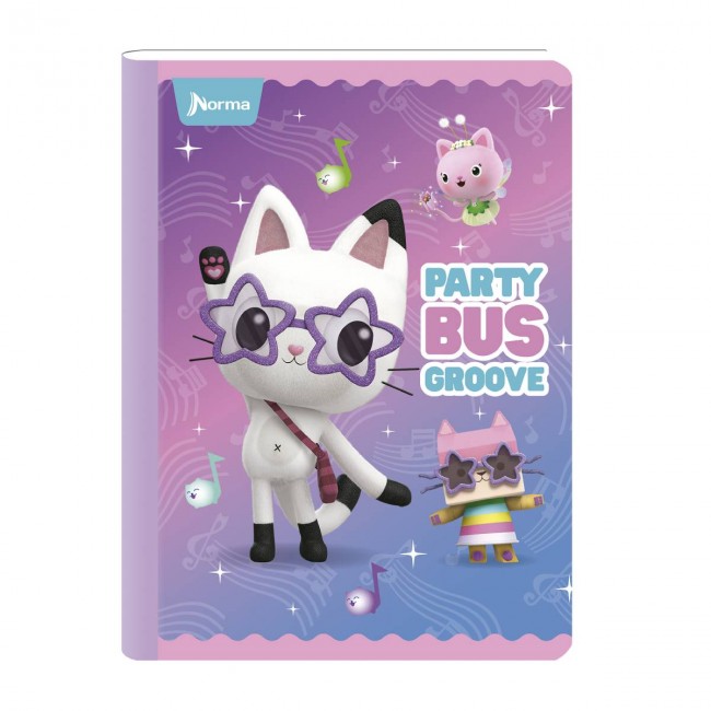 Cuaderno Cosido La Casa de Muñecas de Gabby Norma 100 Hojas Cuadriculado – Repujado + Escarcha + Stickers