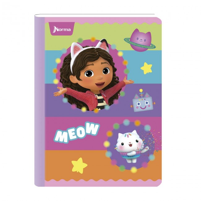 Cuaderno Cosido La Casa de Muñecas de Gabby Norma 100 Hojas Cuadriculado – Repujado + Escarcha + Stickers