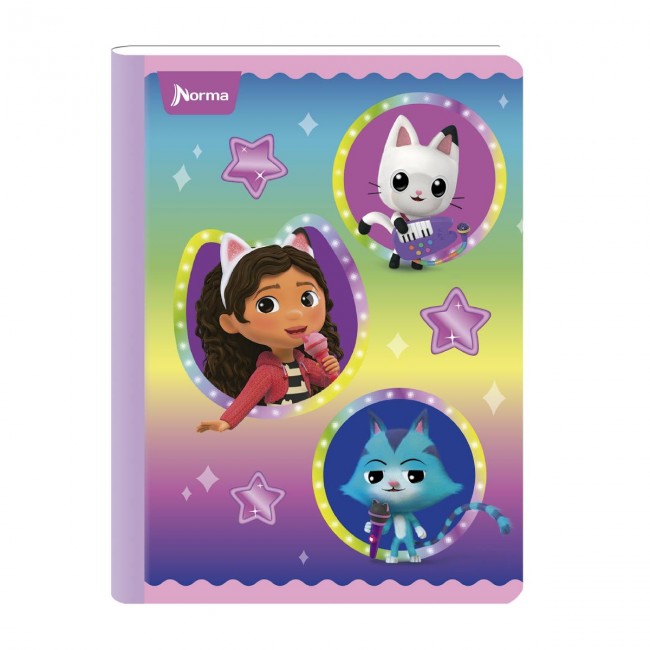 Cuaderno Cosido La Casa de Muñecas de Gabby Norma 100 Hojas Cuadriculado – Repujado + Escarcha + Stickers
