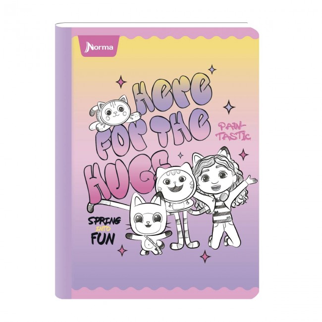 Cuaderno Cosido La Casa de Muñecas de Gabby Norma 100 Hojas Cuadriculado – Repujado + Escarcha + Stickers