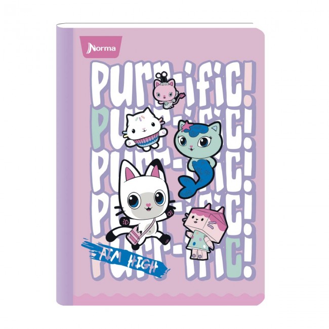 Cuaderno Cosido La Casa de Muñecas de Gabby Norma 100 Hojas Cuadriculado – Repujado + Escarcha + Stickers