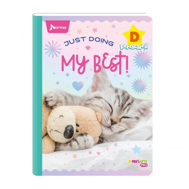 Cuaderno D Ferrocarril Cats Norma 100 Hojas – Doble Línea Preescolar Gatos