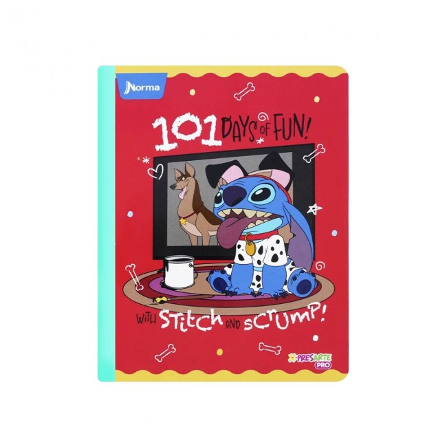 Cuaderno Cosido Stitch Norma 100 Hojas Cuadriculado – Stickers + Hojas Decoradas