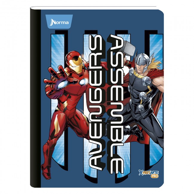Cuaderno Cosido Avengers Norma 50 Hojas Cuadriculado – Carátula Repujada + Stickers