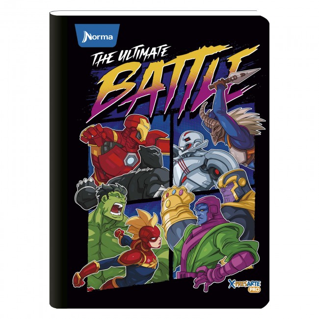 Cuaderno Cosido Avengers Norma 50 Hojas Cuadriculado – Carátula Repujada + Stickers