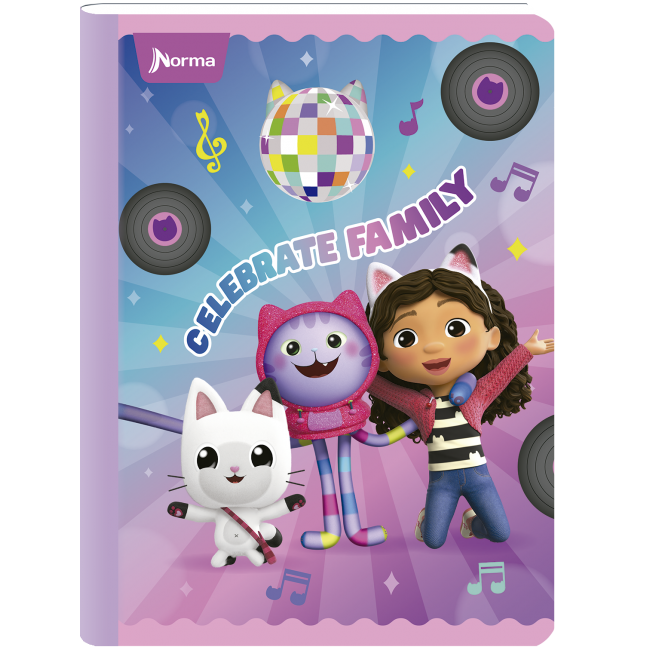 Cuaderno Cosido Gabby Dollhouse Norma 100 Hojas Doble Línea – Preescolar Oficial