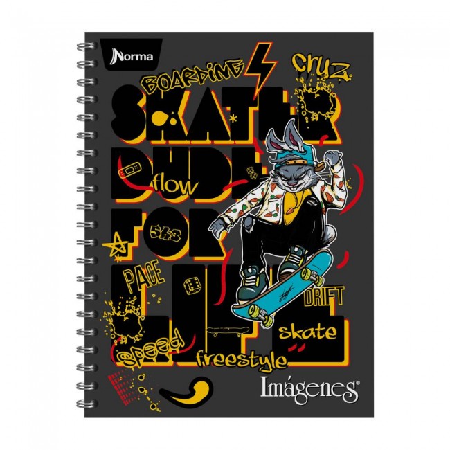 Cuaderno Argollado Imágenes 105 Grande Cuadriculado Masculino Norma – Pasta Dura